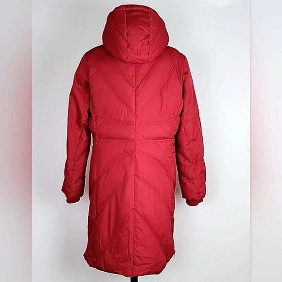 Jones & Co. Women's Red Quilted Puffer Down Hooded Winter Faux Fur Jacket Size M - Picture 5 of 16